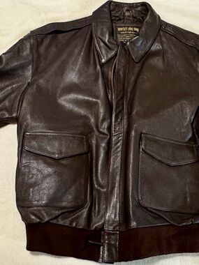 Men's Dark Brown Leather Bomber Jacket -